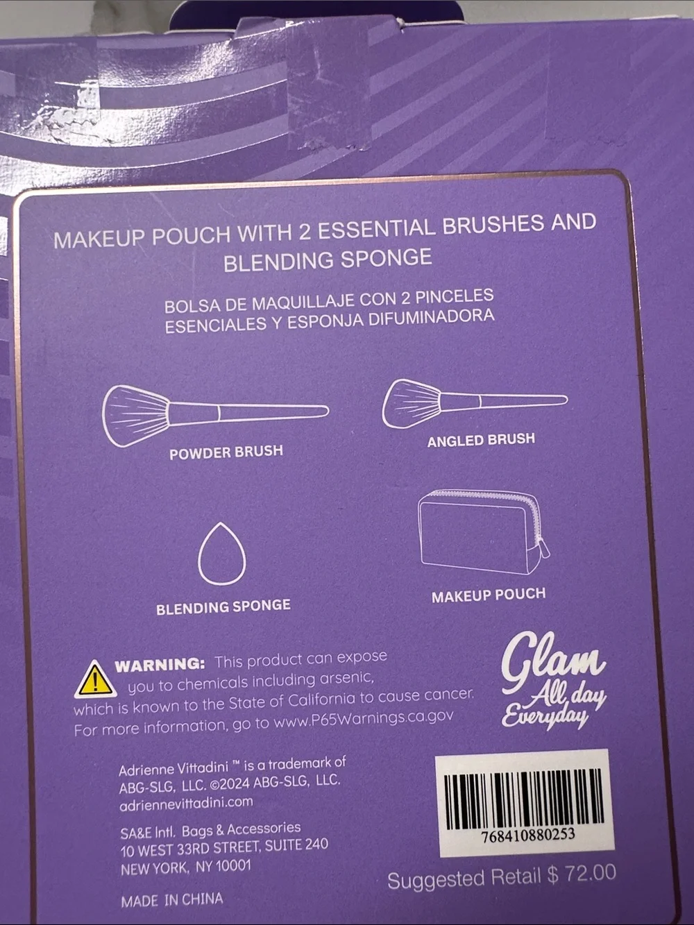 Adrienne Vittadini 2-Pack Makeup Travel Sets in Purple and Black